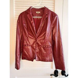 Rosevelvet Red Faux Leather Blazer Jacket Women’s Med Lined One Button Vegan